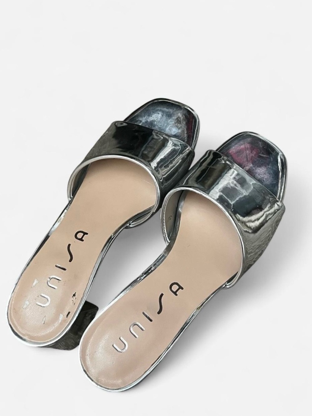 Unisa Metallic Silver Slide Mules